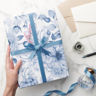 Papier Cadeau Aquarelle Bleu et Blancs