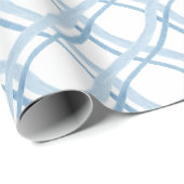 Papier Cadeau Aquarelle bleu et ruban marin (Coin rond)