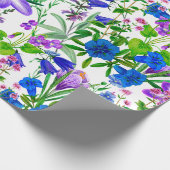 Papier Cadeau Aquarelle bleu et violet Fleurs du jardin (Coin)