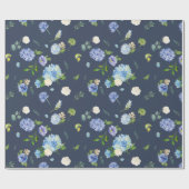 Papier Cadeau Aquarelle Bleu et Violet Hydrangeas (Plat)