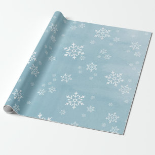 Papier Cadeau Aquarelle bleu glacé clair Snowflo