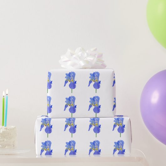 Papier Cadeau Aquarelle bleu Iris papier d'enveloppement (Cadeaux de fête)
