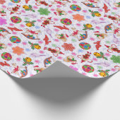 Papier Cadeau Aquarelle bleu kitsch magique Noël (Coin)