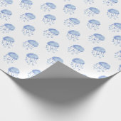 Papier Cadeau aquarelle bleu méduse conception de plage (Coin)