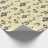 Papier Cadeau Aquarelle Bleu Musique Notes Parties scintillant O (Coin)