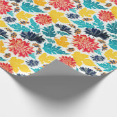 Papier Cadeau Aquarelle bleu naturel Jaune Mariage de tournesols (Coin)