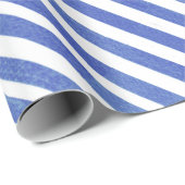 Papier Cadeau Aquarelle Bleu nautique et Bleu blanc (Coin rond)