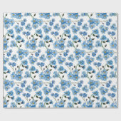 Papier Cadeau Aquarelle bleu oublier-moi-non. Modèle floral (Plat)