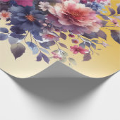 Papier Cadeau Aquarelle bleu rose Fleurs Abstraites Or (Coin)