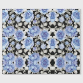 Papier Cadeau aquarelle bleue dessin botanique vintage unique (Plat)