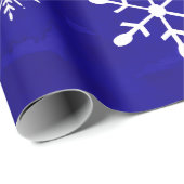 Papier Cadeau Aquarelle bleue et Noël blanc des flocons de neige (Coin rond)