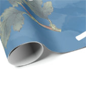 Papier Cadeau Aquarelle bleue Fleurs Vintages et oiseaux (Coin rond)