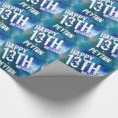 Papier Cadeau Aquarelle bleue Galaxy Fête d'anniversaire personn (Coin)