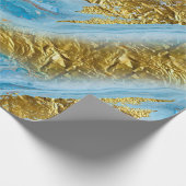 Papier Cadeau Aquarelle bleue Marbre et or Foil (Coin)