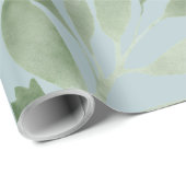 Papier Cadeau Aquarelle Bleue Vacances vertes (Coin rond)