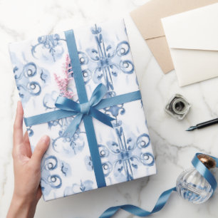 Papier Cadeau Aquarelle bleue Vintage