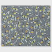 Papier Cadeau Aquarelle Blue Green Olive Branch (Plat)