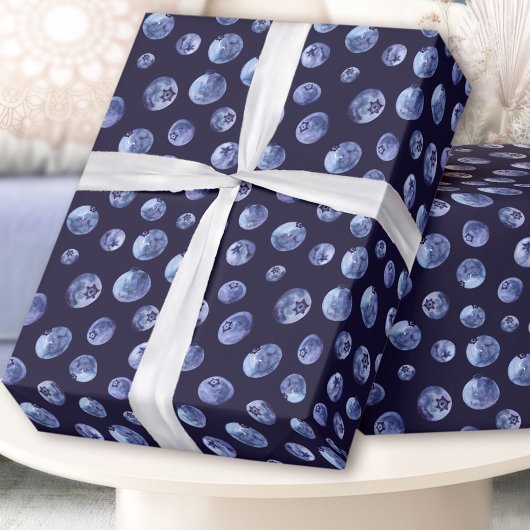 Papier Cadeau Aquarelle Blueberry Motif Blue Men