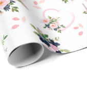 Papier Cadeau Aquarelle Blush Floral Tour Eiffel Motif (Coin rond)