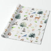 Papier Cadeau Aquarelle bois Forêt Animaux (Déroulé)