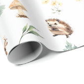 Papier Cadeau Aquarelle bois Forêt Animaux (Coin rond)