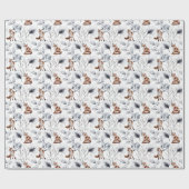 Papier Cadeau Aquarelle botanique de renard d'hiver (Plat)