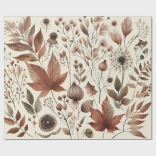 Papier Cadeau Aquarelle botanique Élégante florales d'automne