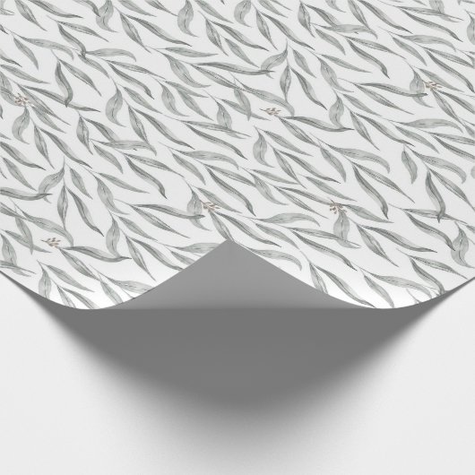 Papier Cadeau Aquarelle botanique Feuille Eucalyptus australien (Coin)