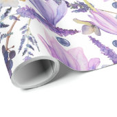 Papier Cadeau Aquarelle Botanique Lavande Fleur sauvage Boho (Coin rond)