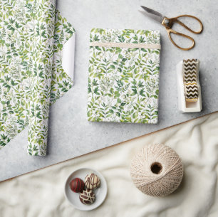 Papier Cadeau Aquarelle Botanique Vert feuilles