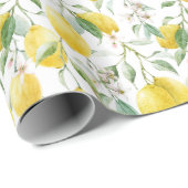 Papier Cadeau Aquarelle Bouquet de citron Motif d'été (Coin rond)
