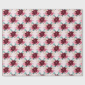 Papier Cadeau Aquarelle Bourgogne de Noël Poinsettia (Plat)