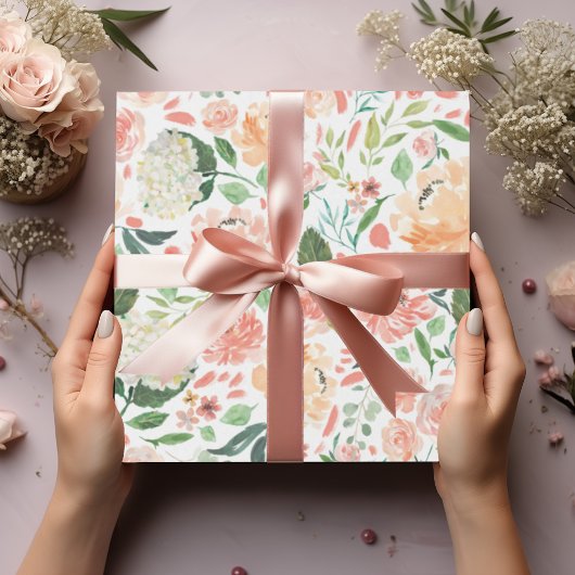 Papier Cadeau Aquarelle brillante sophistiquée couleur florale