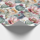 Papier Cadeau Aquarelle Cactus en fleurs Succulents (Coin)
