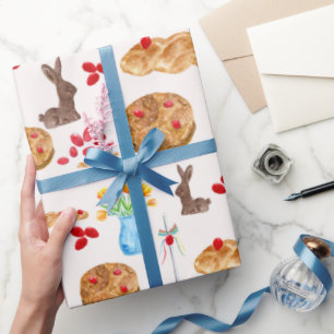 Papier Cadeau Aquarelle Cadeau grec Pâques enveloppé