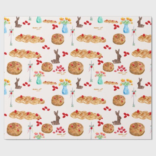 Papier Cadeau Aquarelle Cadeau grec Pâques enveloppé (Plat)