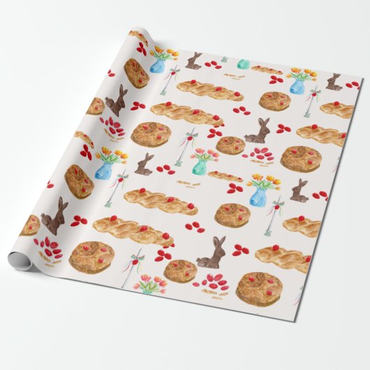 Papier Cadeau Aquarelle Cadeau grec Pâques enveloppé (Déroulé)