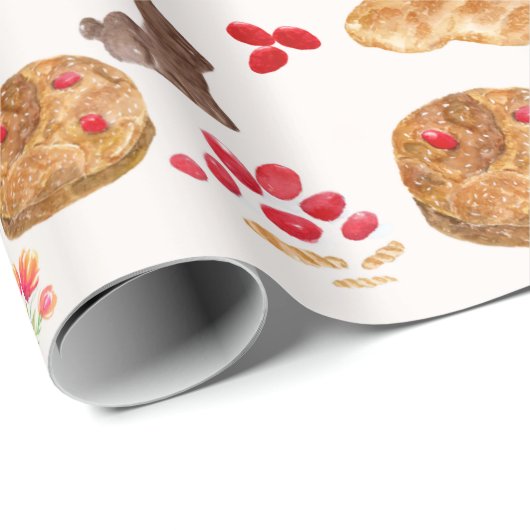 Papier Cadeau Aquarelle Cadeau grec Pâques enveloppé (Coin rond)