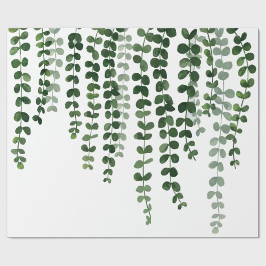 Papier Cadeau Aquarelle cascadant les vignes vertes (Plat)