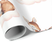 Papier Cadeau Aquarelle Cerf Cloud rose (Coin rond)