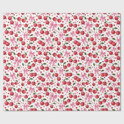Papier Cadeau Aquarelle Cerises et vaches (Plat)