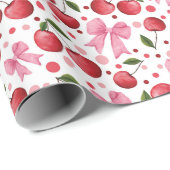 Papier Cadeau Aquarelle Cerises et vaches (Coin rond)