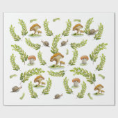 Papier Cadeau Aquarelle champignon motif et escargot (Plat)
