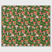 Papier Cadeau Aquarelle Champignons des bois Fleurs et mousses (Plat)