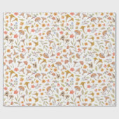 Papier Cadeau Aquarelle Champignons et fleurs (Plat)