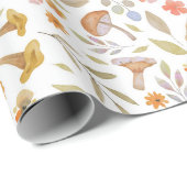 Papier Cadeau Aquarelle Champignons et fleurs (Coin rond)