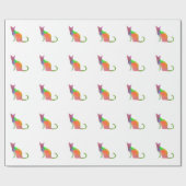 Papier Cadeau Aquarelle Chat Silhouette (Plat)