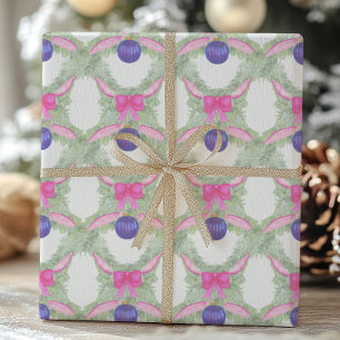 Papier Cadeau Aquarelle Chaud rose Bow Ornement Noël