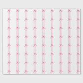 Papier Cadeau Aquarelle Chaud Rose Bows & Bambou (Plat)