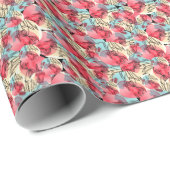 Papier Cadeau Aquarelle chaude froide Florale géométrique (Coin rond)